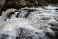 Beautiful powerful Probiy waterfall, Prut river, Yaremche city, Ukraine Royalty Free Stock Photo