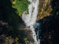 Beautiful and powerful waterfall Jirhwa in Abkhazia, aerial view