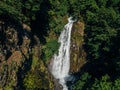 Beautiful and powerful waterfall Jirhwa in Abkhazia, aerial view