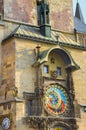 Beautiful Prague astronomical clock, Orloj, on the Old Town Square in Prague, Bohemia, Czech Republic. Famous tourist place. Royalty Free Stock Photo
