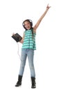 Beautiful pre-teen girl dancing and going crazy Royalty Free Stock Photo