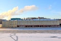 Beautiful Prechistenskaya Embankment in Moscow in the rays of the winter sun