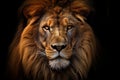 Beautiful predator lion mouth big cat nature face animal portrait dark africa kenya background Royalty Free Stock Photo