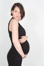 beautiful pregnancy with pretty pregnant woman in black dress