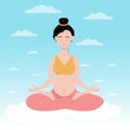 Beautiful pregnant asian woman in meditation