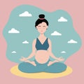 Beautiful pregnant asian woman in meditation