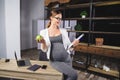Pregnant mature businesswoman working at office Royalty Free Stock Photo