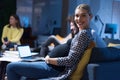 Beautiful pregnant Businesswoman Gives Report/ Presentation to Her Business Colleagues in the Conference Room Royalty Free Stock Photo