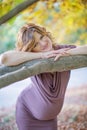 Beautiful Pregnant female in autumn Royalty Free Stock Photo