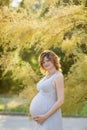 Pregnant female in autumn Royalty Free Stock Photo