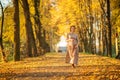 Beautiful Pregnant female in autumn Royalty Free Stock Photo