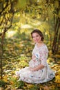 Beautiful Pregnant female in autumn Royalty Free Stock Photo