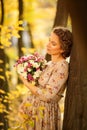 Beautiful Pregnant female in autumn Royalty Free Stock Photo