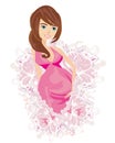 Beautiful pregnant girl card Royalty Free Stock Photo