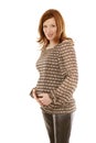 Beautiful pregnant redhead woman fashion