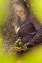 Beautiful pregnant woman with apple, Royalty Free Stock Photo