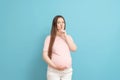 beautiful pregnant woman asks not to make noise Royalty Free Stock Photo