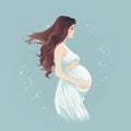 Beautiful pregnant woman banner with copy space, concept of pregnancy, parenthood,