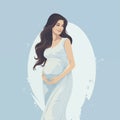 Beautiful pregnant woman banner with copy space, concept of pregnancy, parenthood,