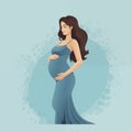 Beautiful pregnant woman banner with copy space, concept of pregnancy, parenthood,