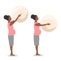 A beautiful pregnant woman is doing exercises with a fitball Royalty Free Stock Photo