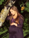 Beautiful pregnant woman in the evening light Royalty Free Stock Photo