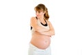 Beautiful pregnant woman with foxy expression