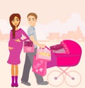 Beautiful pregnant woman and her husband on shopping Royalty Free Stock Photo