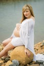 Beautiful pregnant woman outdoor