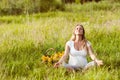 Beautiful pregnant woman relaxing in the park Royalty Free Stock Photo