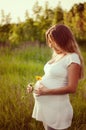 Beautiful pregnant woman relaxing in the park Royalty Free Stock Photo