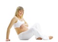 Beautiful pregnant woman touching her lovely belly Royalty Free Stock Photo