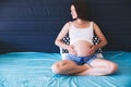 Beautiful pregnant woman waiting of a baby. Royalty Free Stock Photo