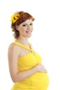 Beautiful pregnant woman in yellow Royalty Free Stock Photo