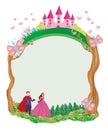 Beautiful prince and princess in the garden - frame