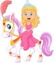 Beautiful princess with circus horse isolated on white background