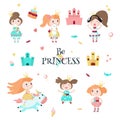 Beautiful princess icon set, vector isolated illustration Royalty Free Stock Photo