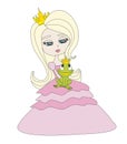 Beautiful princess holding a big frog