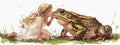 Beautiful princess kissing ugly toad. Royalty Free Stock Photo