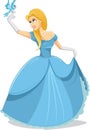 Beautiful Princess with Magic Bird Vector Illustration Royalty Free Stock Photo