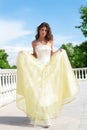 Beautiful princess in white-golden gown Royalty Free Stock Photo