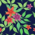 Beautiful print with flowers and leaves