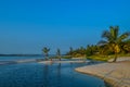 Beautiful ,pristine and Turquoise Maputo beach at Bilene with a lagoon and Indian Ocean meeting