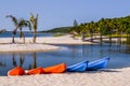 Beautiful ,pristine and Turquoise Maputo beach at Bilene with a lagoon and Indian Ocean meeting