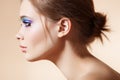 Beautiful profile face with bright fashion make-up Royalty Free Stock Photo