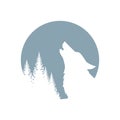 Silhouette of the head of a wild, lonely, howling wolf Royalty Free Stock Photo