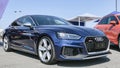 A beautiful profile view of new blue supercar model Audi RS5 Sportback from Audi automaker