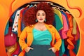beautiful proud curvy woman in colorful clothes AI generated