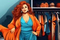 beautiful proud curvy woman in colorful clothes AI generated