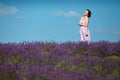 Beautiful provence woman in lavender field